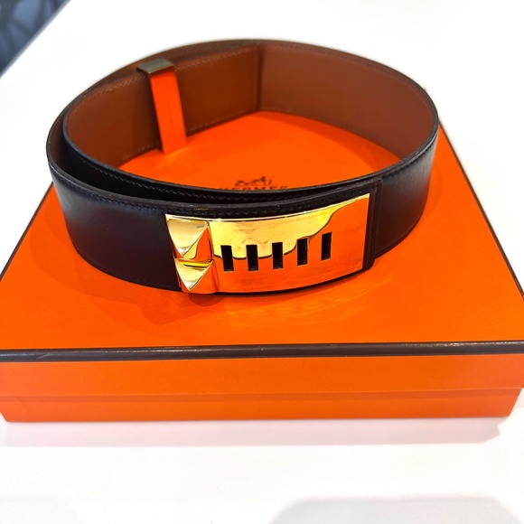 HERMES Collier de Chien Belt. Black leather main image 2